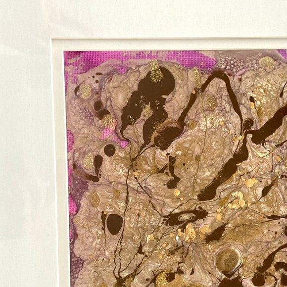 Floral Bed - Original Art Mixed Media Painting Wood Framed 14"x14" - Picture 4 of 9